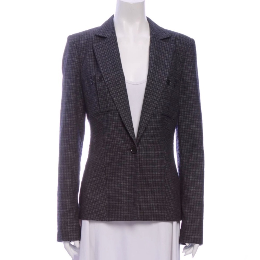 Jason Wu Wool Gingham Plaid Check Blazer, Size 6